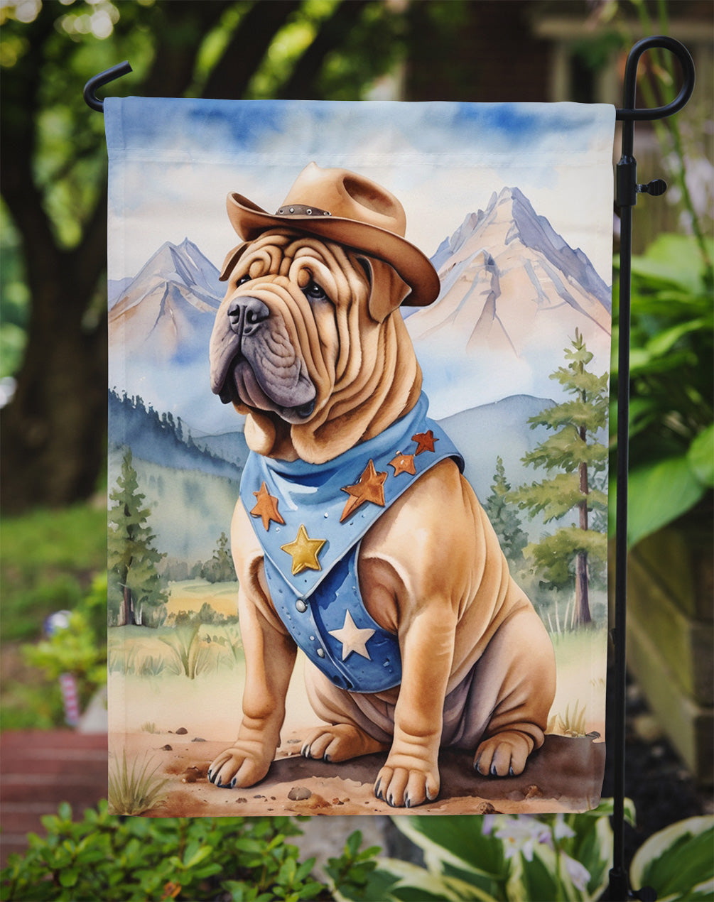 Shar Pei Cowboy Welcome Garden Flag