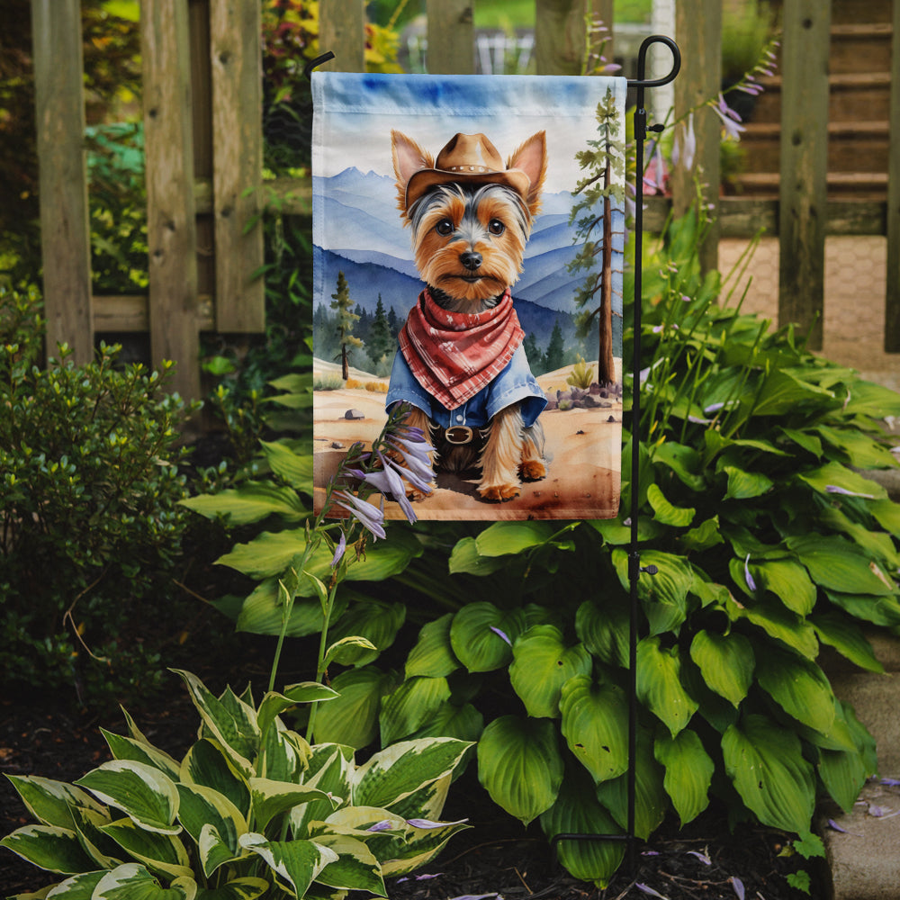 Silky Terrier Cowboy Welcome Garden Flag