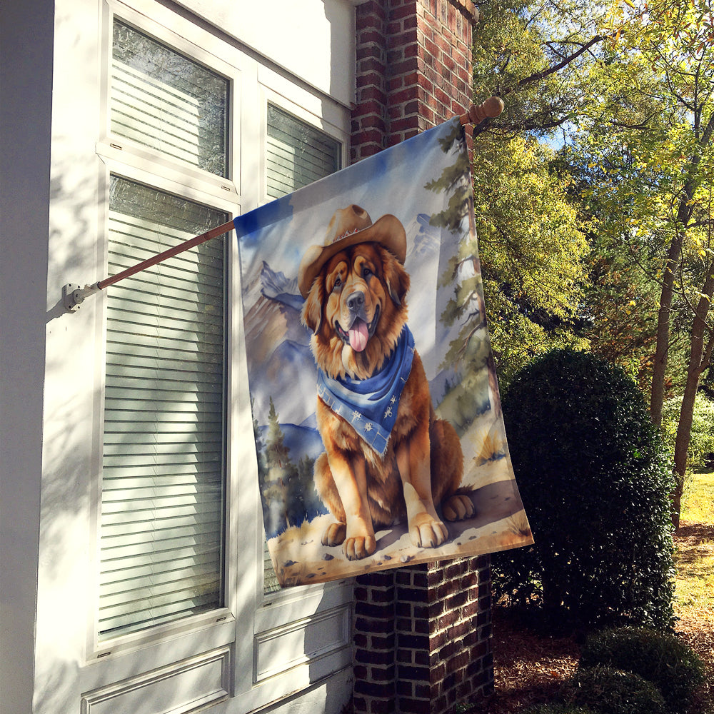 Tibetan Mastiff Cowboy Welcome House Flag