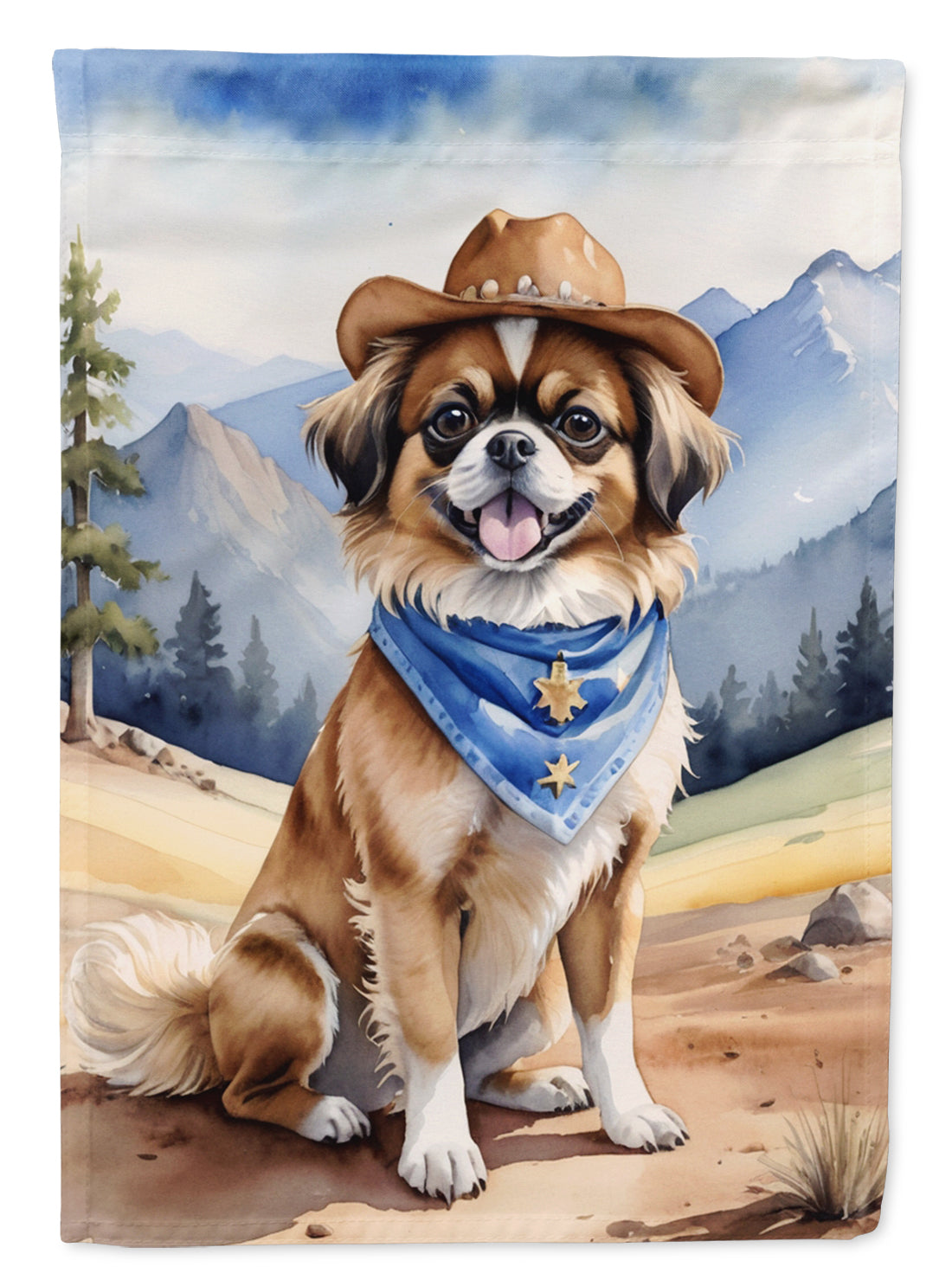 Buy this Tibetan Spaniel Cowboy Welcome House Flag