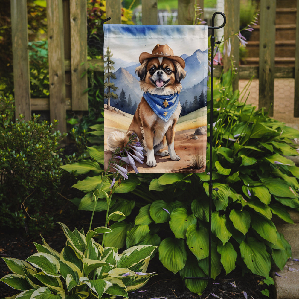 Tibetan Spaniel Cowboy Welcome Garden Flag