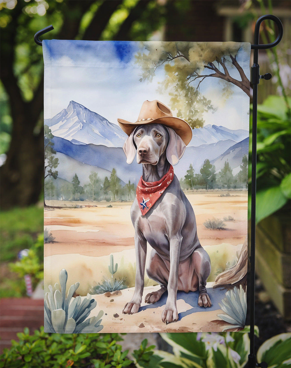 Weimaraner Cowboy Welcome Garden Flag
