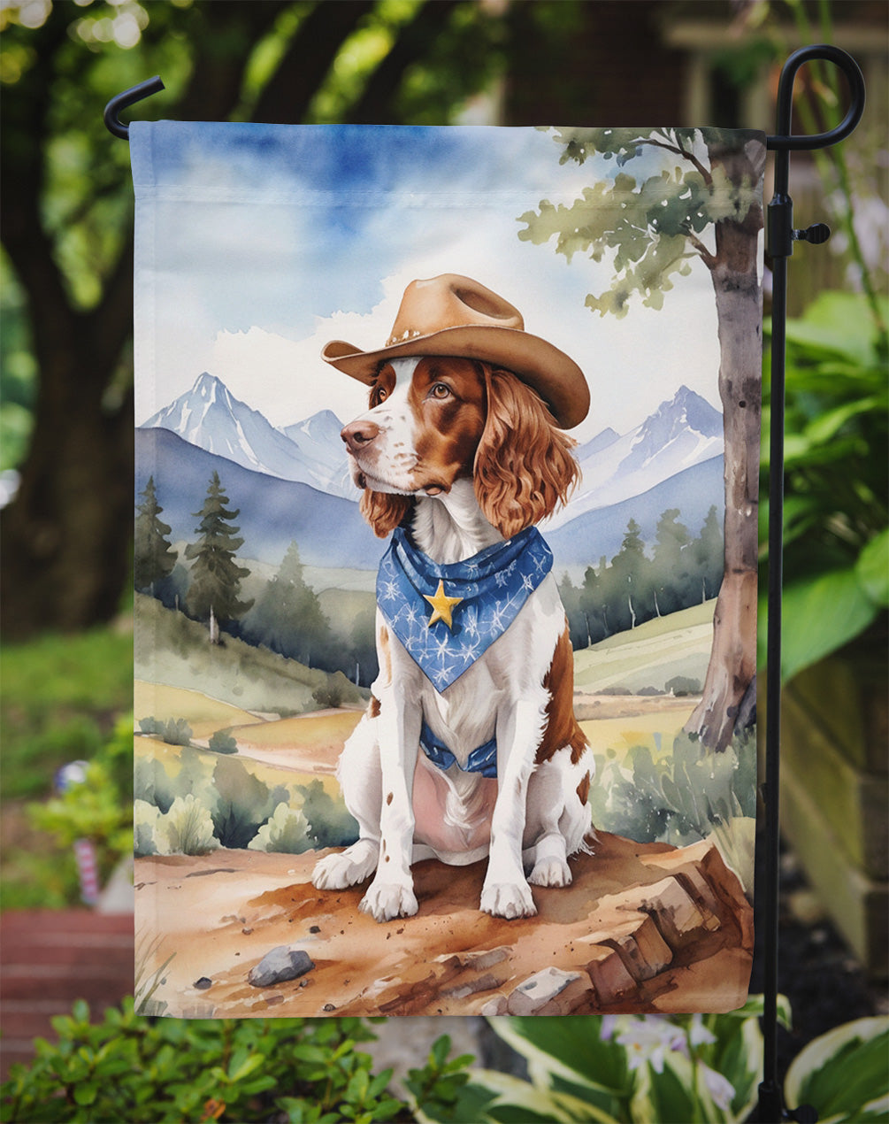 Welsh Springer Spaniel Cowboy Welcome Garden Flag