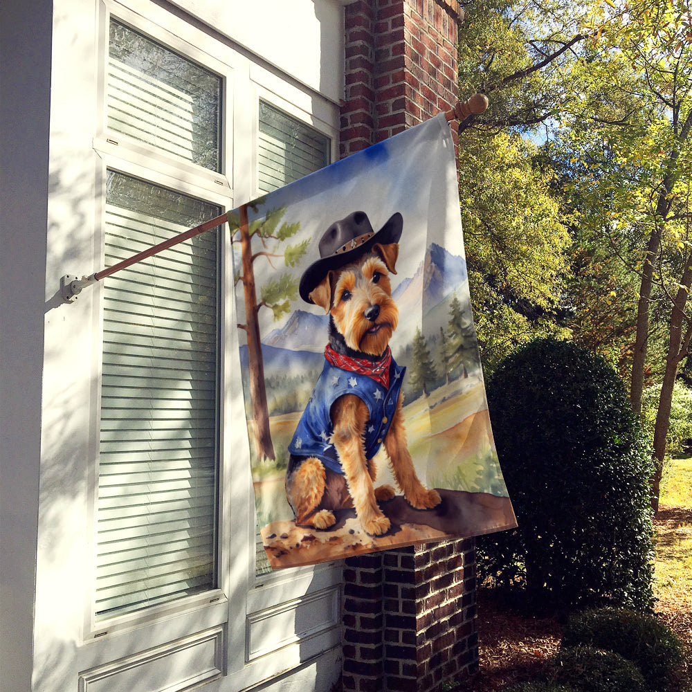 Welsh Terrier Cowboy Welcome House Flag