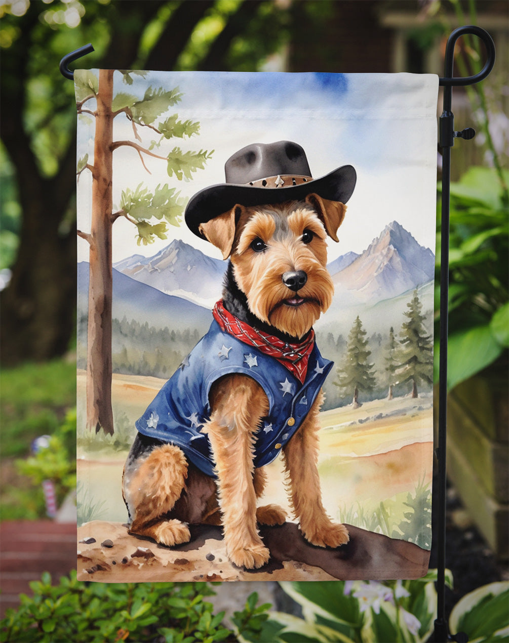 Welsh Terrier Cowboy Welcome Garden Flag