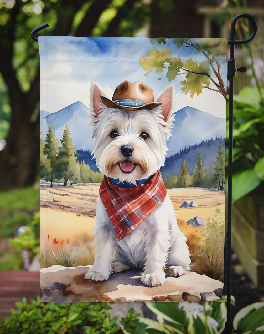 Westie Cowboy Welcome Garden Flag