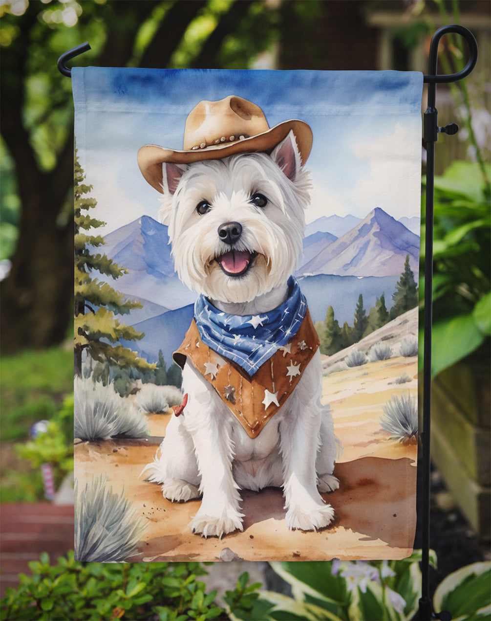 Westie Cowboy Welcome Garden Flag