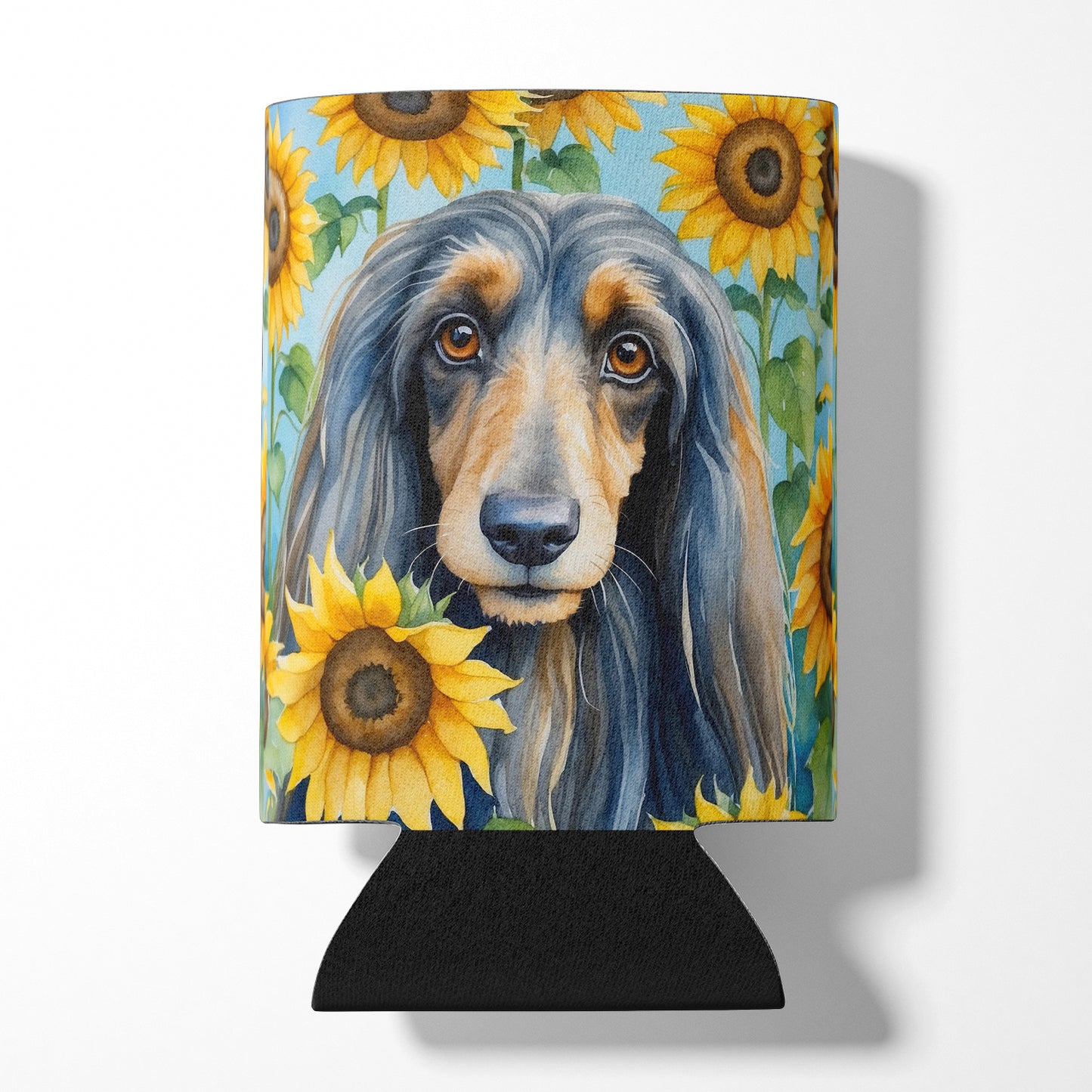 Buy this Afghan Hound in Sunflowers Can or Bottle Hugger