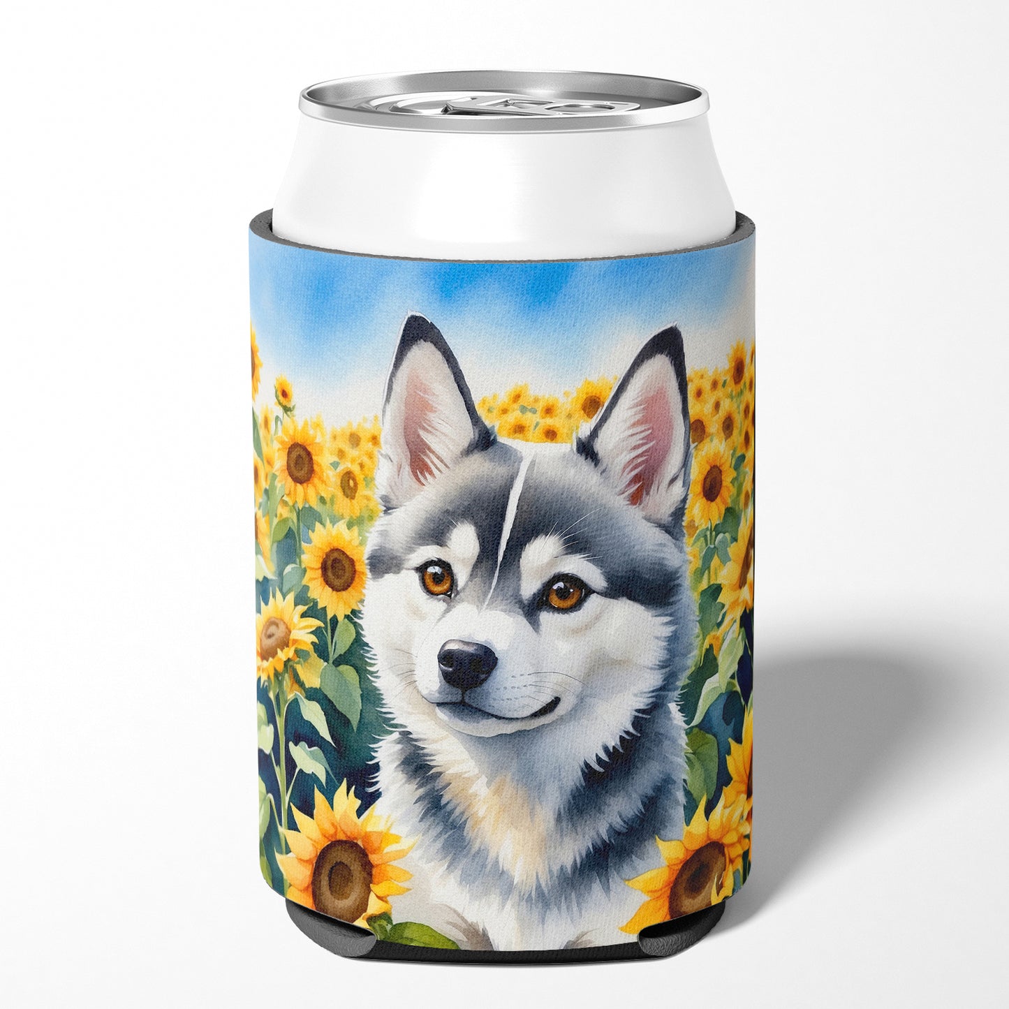 Alaskan Klee Kai in Sunflowers Can or Bottle Hugger