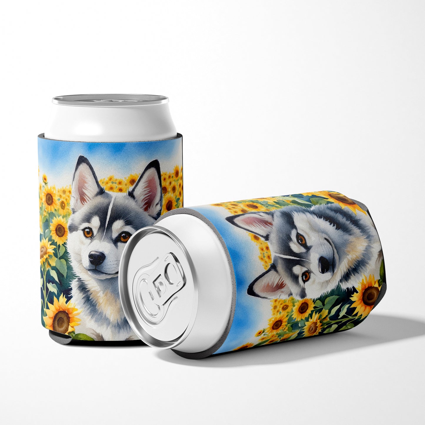 Alaskan Klee Kai in Sunflowers Can or Bottle Hugger