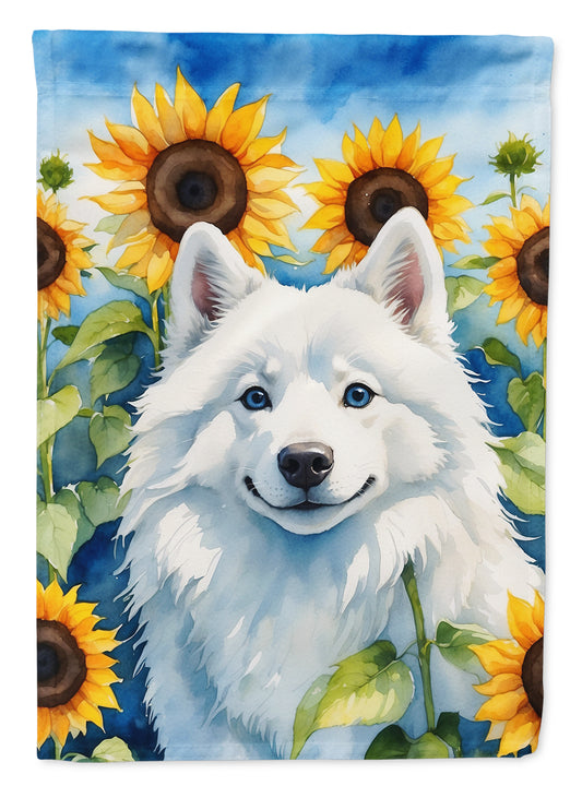 Buy this American Eskimo in Sunflowers Garden Flag