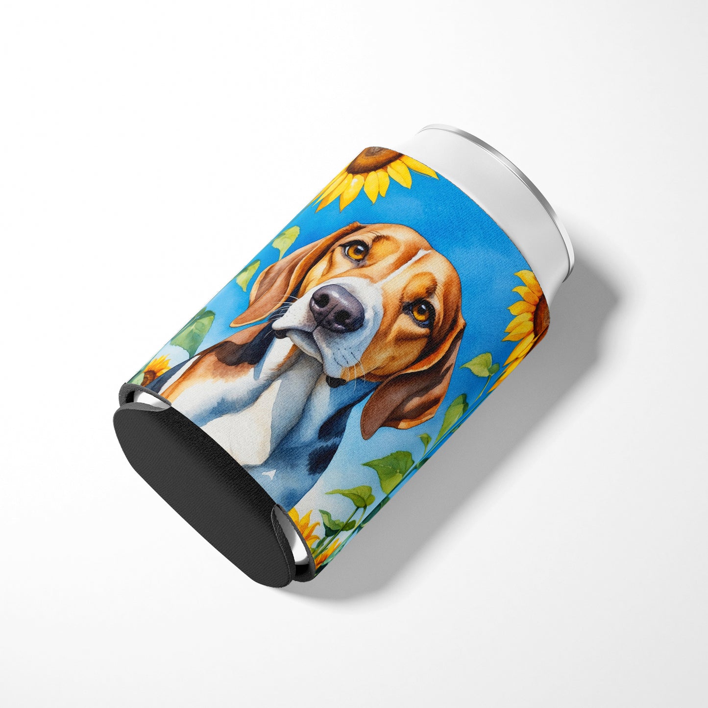 American Foxhound in Sunflowers Can or Bottle Hugger