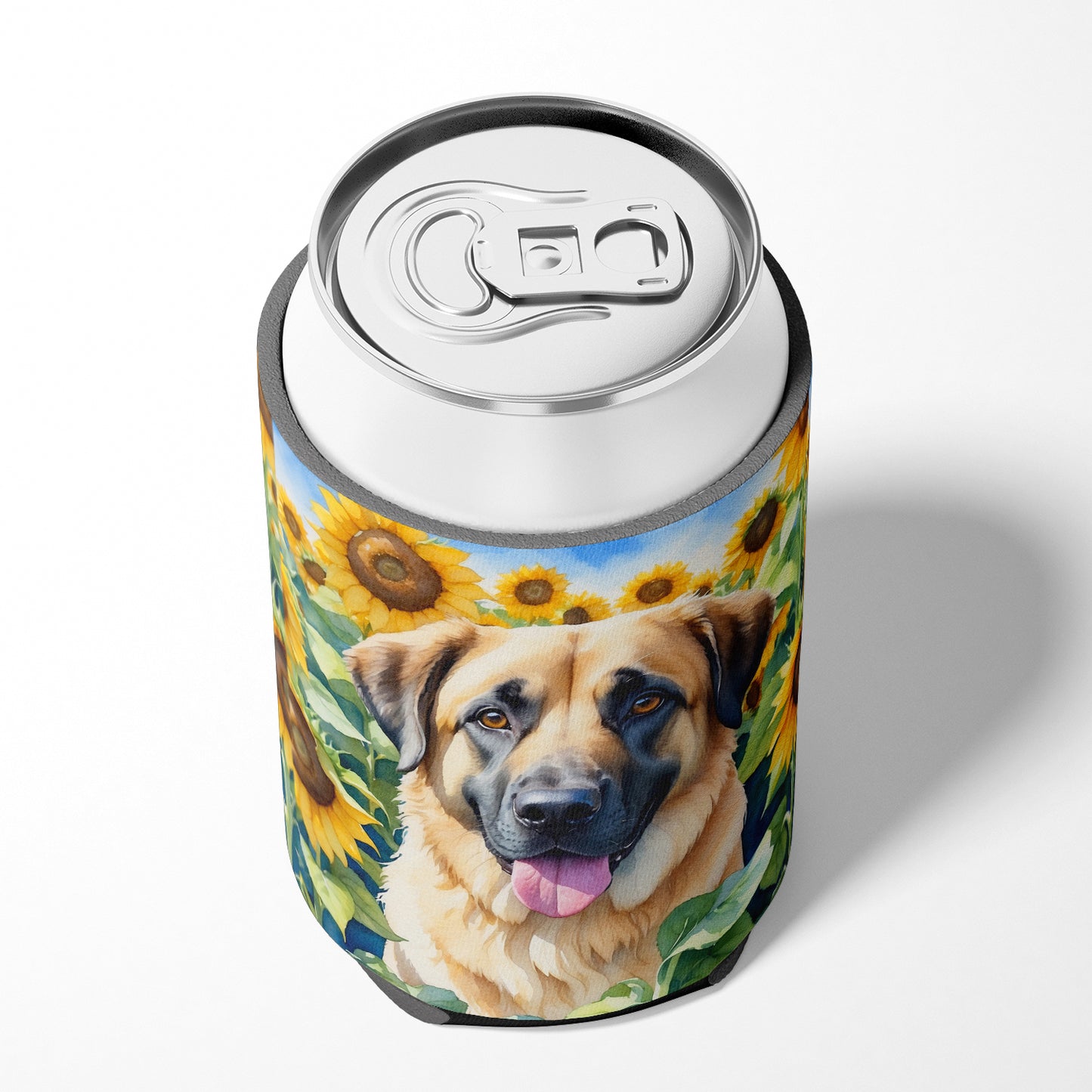 Anatolian Shepherd in Sunflowers Can or Bottle Hugger