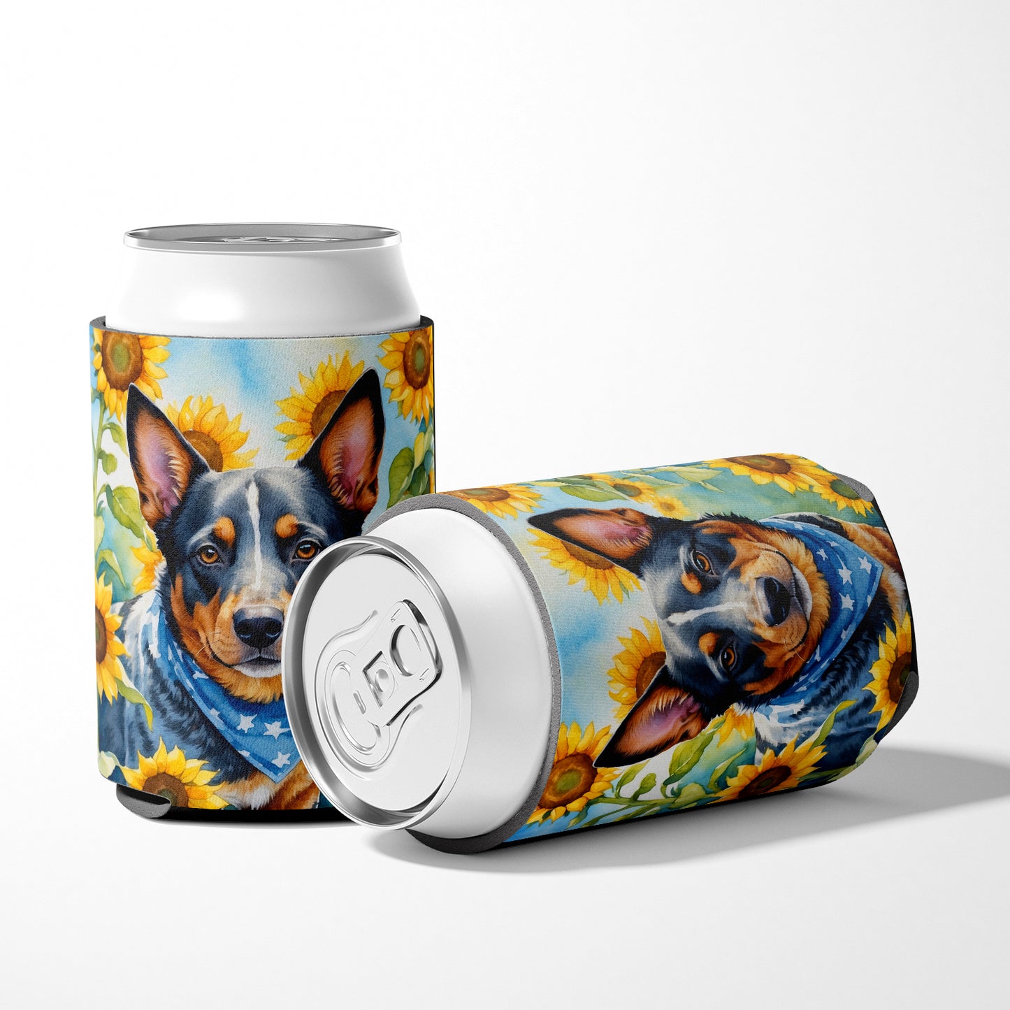 Australian Cattle Dog in Sunflowers Can or Bottle Hugger