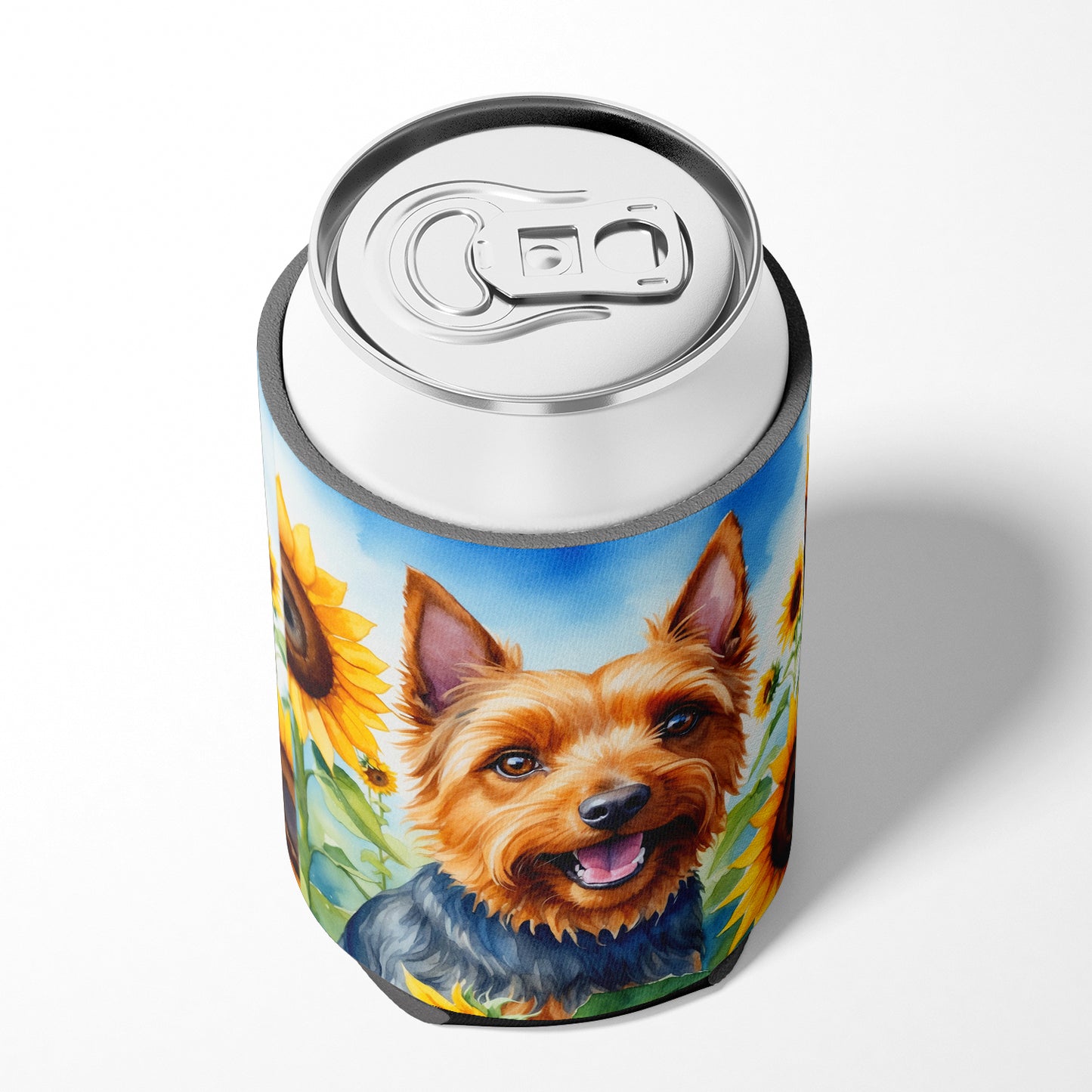 Australian Terrier in Sunflowers Can or Bottle Hugger