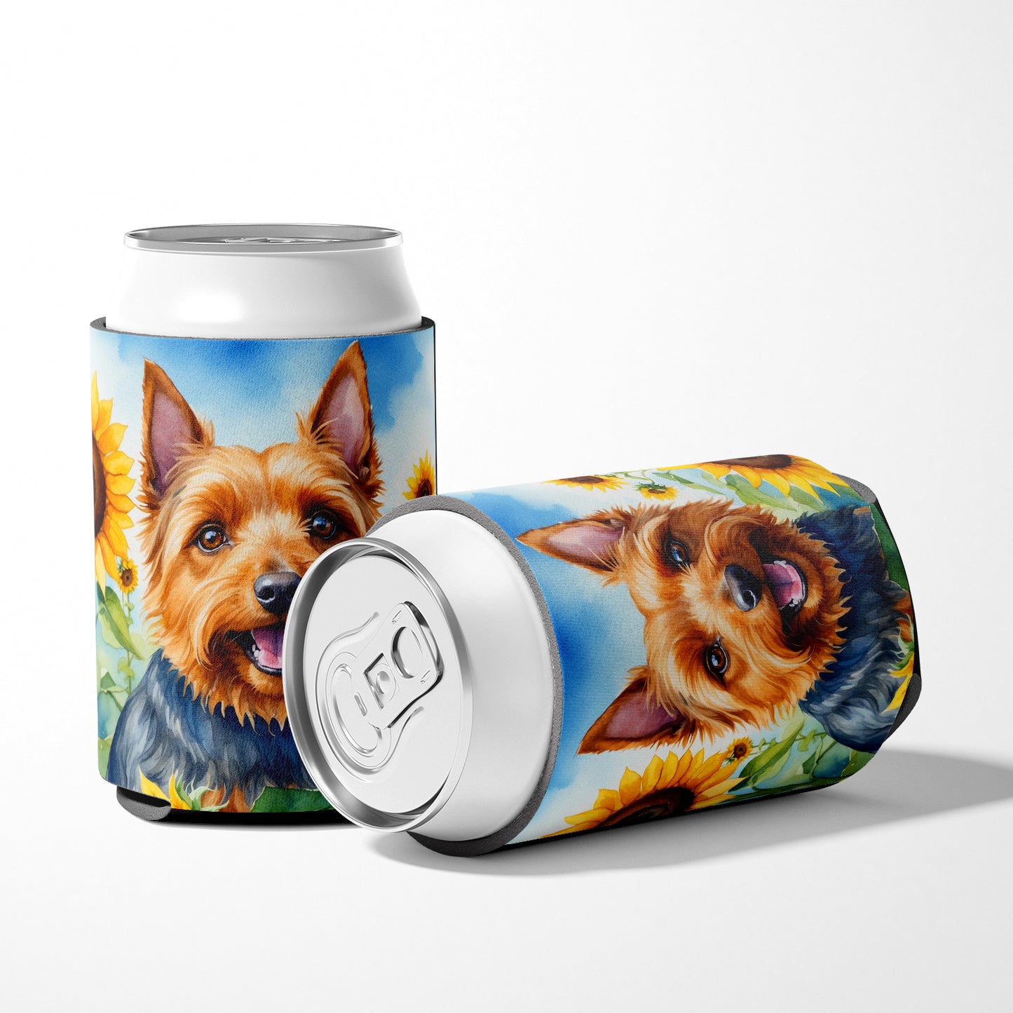 Australian Terrier in Sunflowers Can or Bottle Hugger