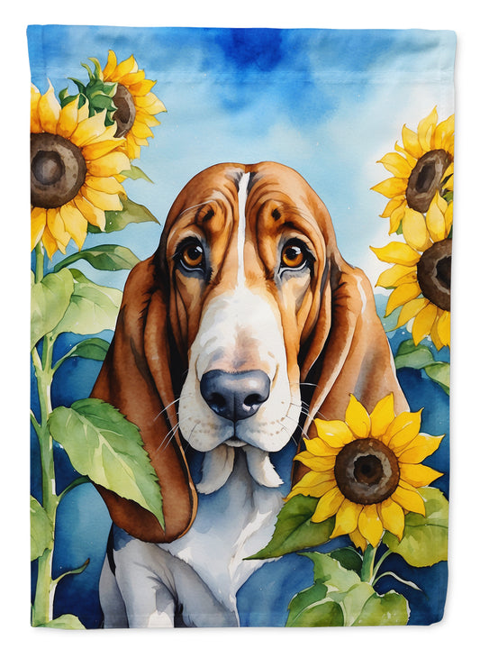 Buy this Basset Hound in Sunflowers Garden Flag