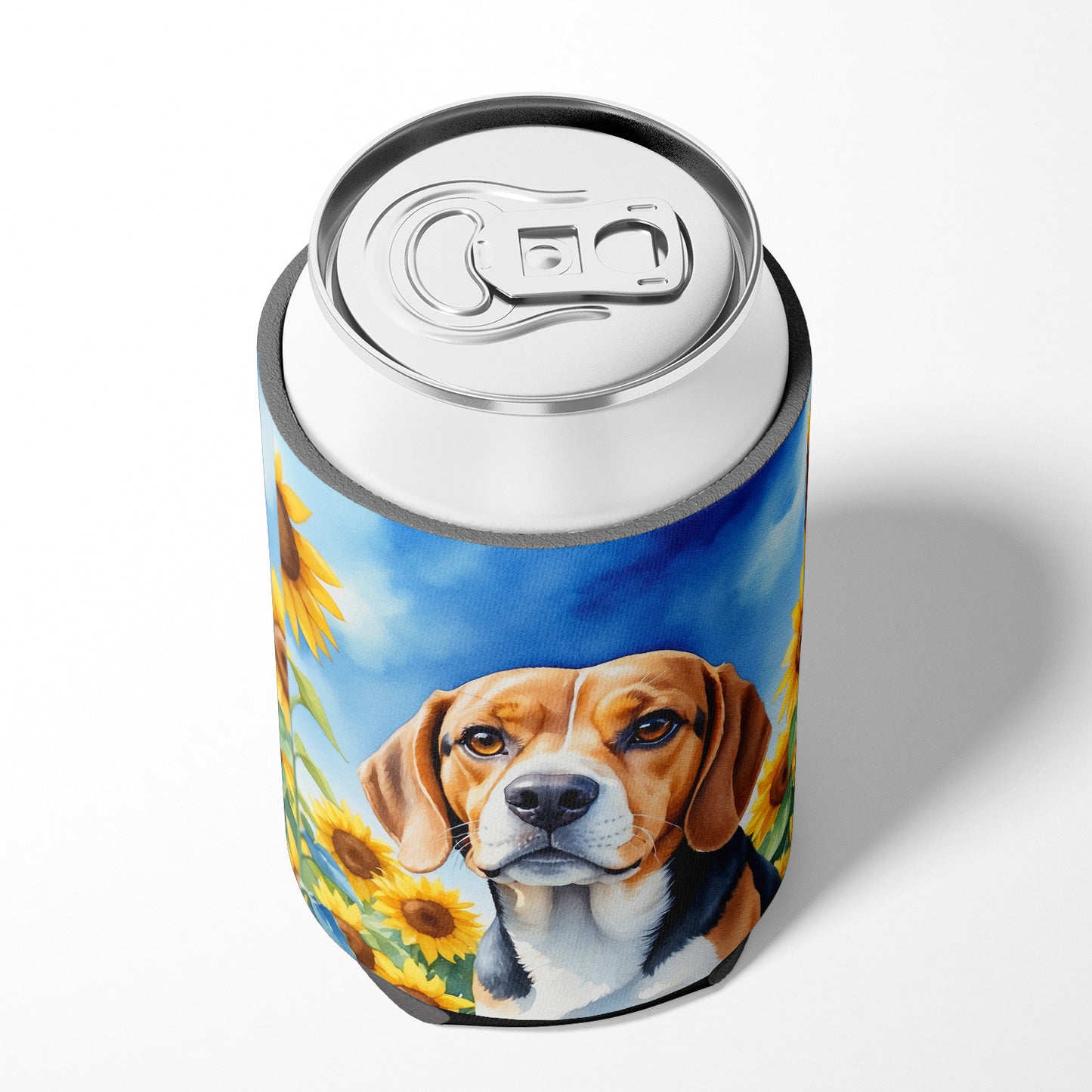 Beagle in Sunflowers Can or Bottle Hugger