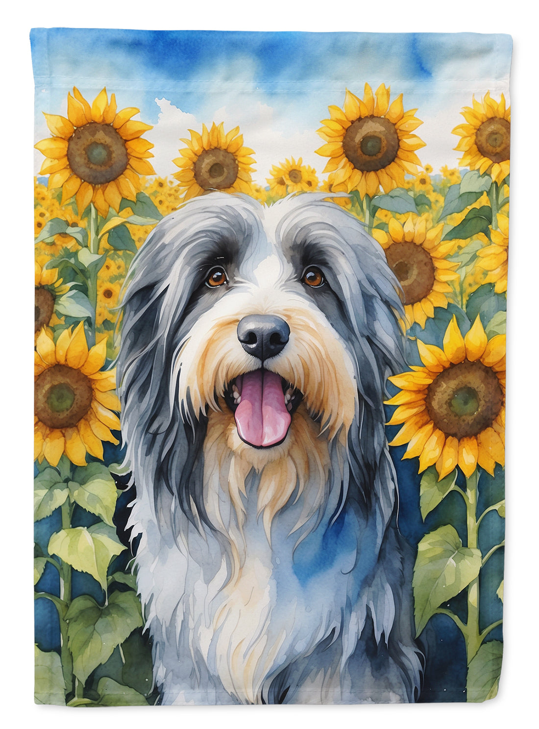 Buy this Bearded Collie in Sunflowers Garden Flag