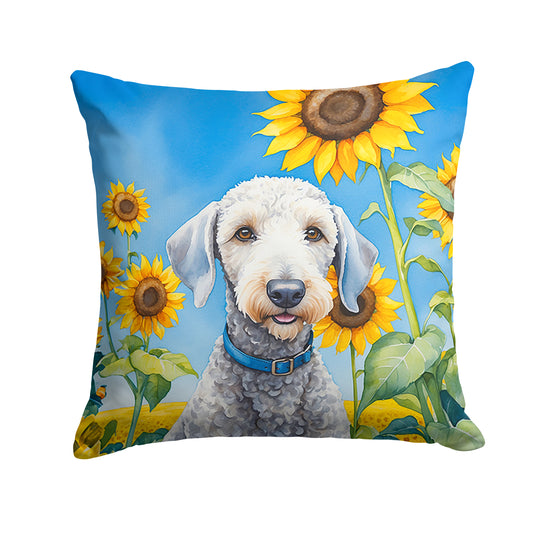 Buy this Bedlington Terrier in Sunflowers Throw Pillow