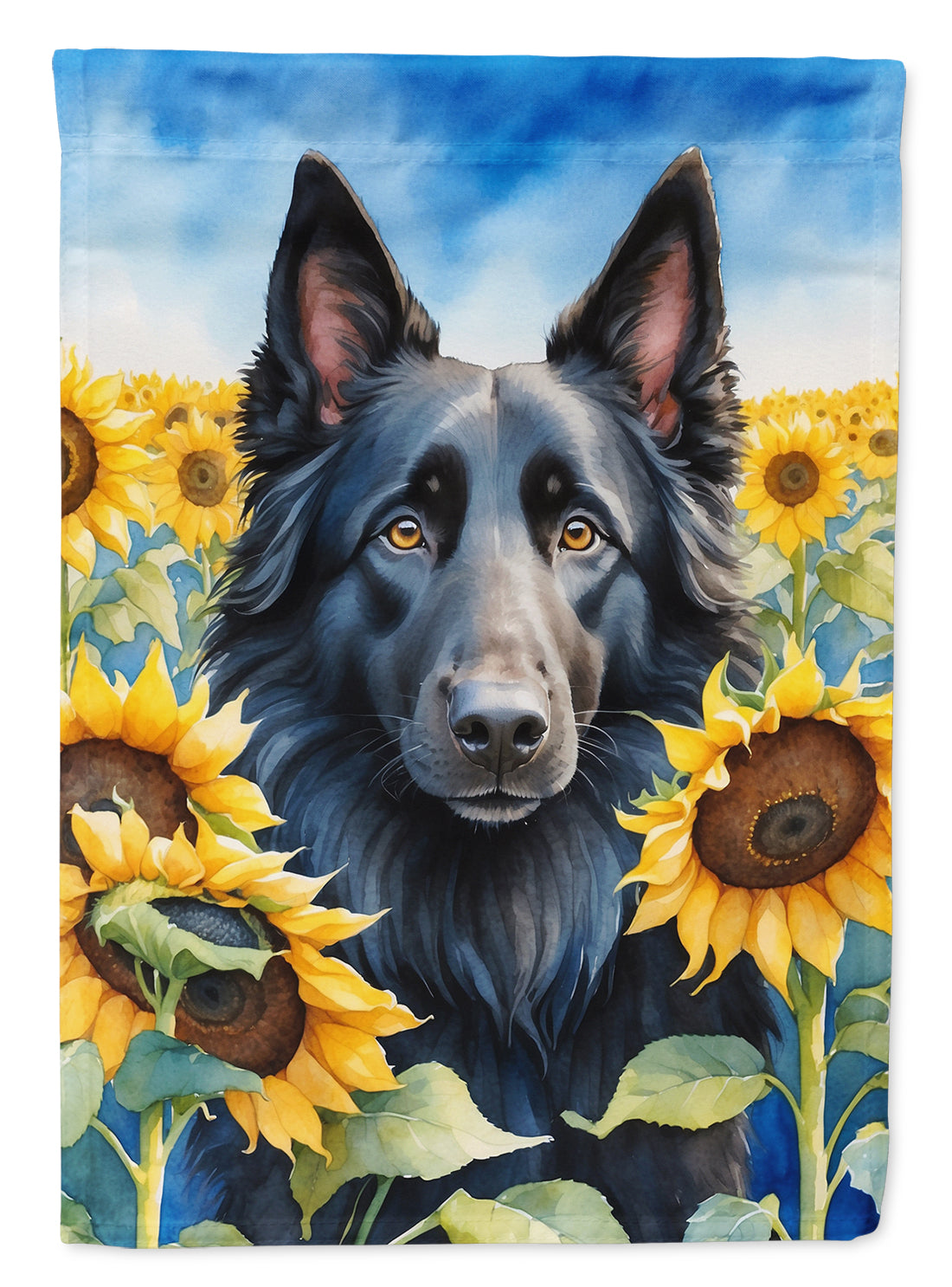 Buy this Belgian Sheepdog in Sunflowers Garden Flag