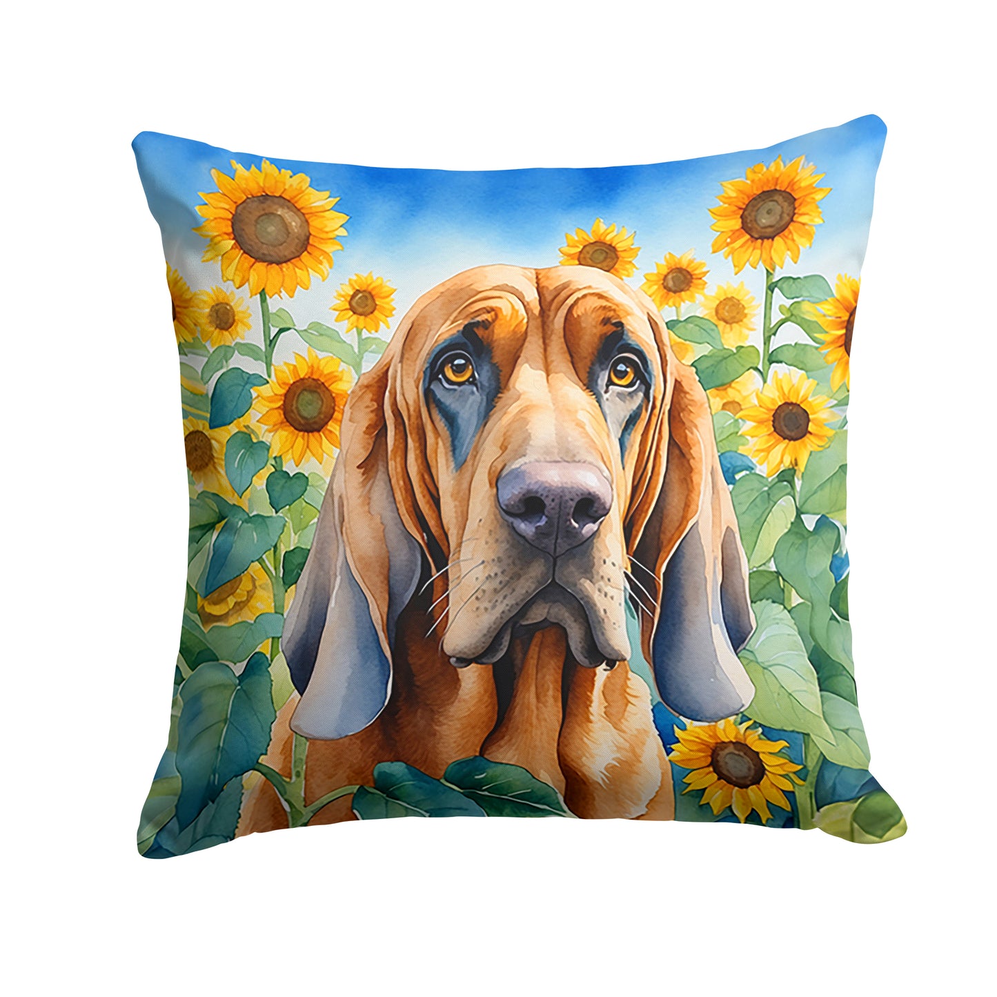 Buy this Bloodhound in Sunflowers Throw Pillow