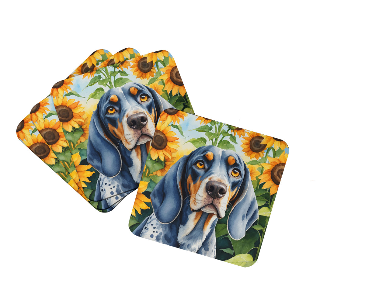 Buy this Bluetick Coonhound in Sunflowers Foam Coasters