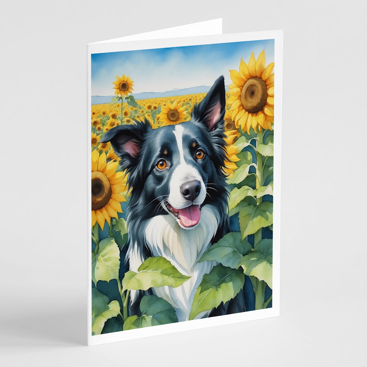 Buy this Border Collie in Sunflowers Greeting Cards Pack of 8