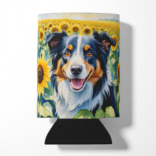 Buy this Border Collie in Sunflowers Can or Bottle Hugger