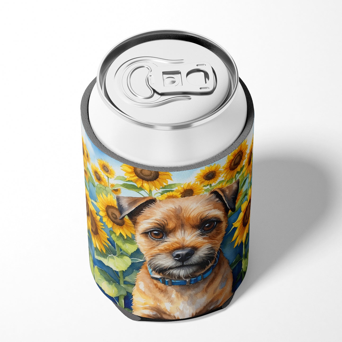 Border Terrier in Sunflowers Can or Bottle Hugger