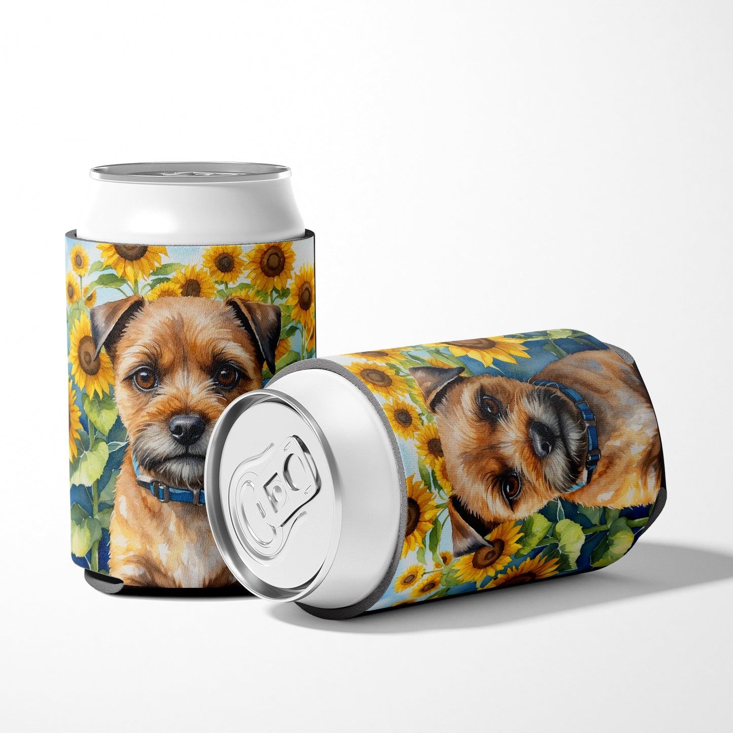 Border Terrier in Sunflowers Can or Bottle Hugger