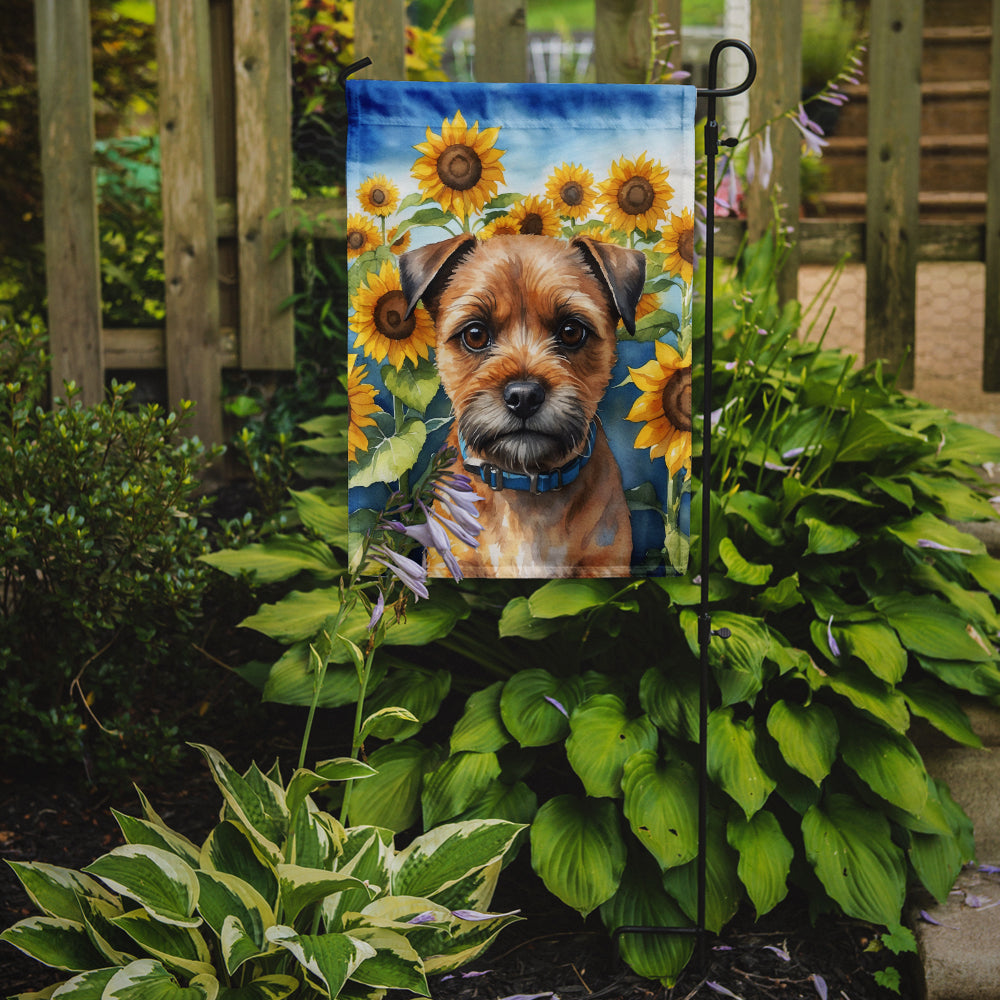 Border Terrier in Sunflowers Garden Flag