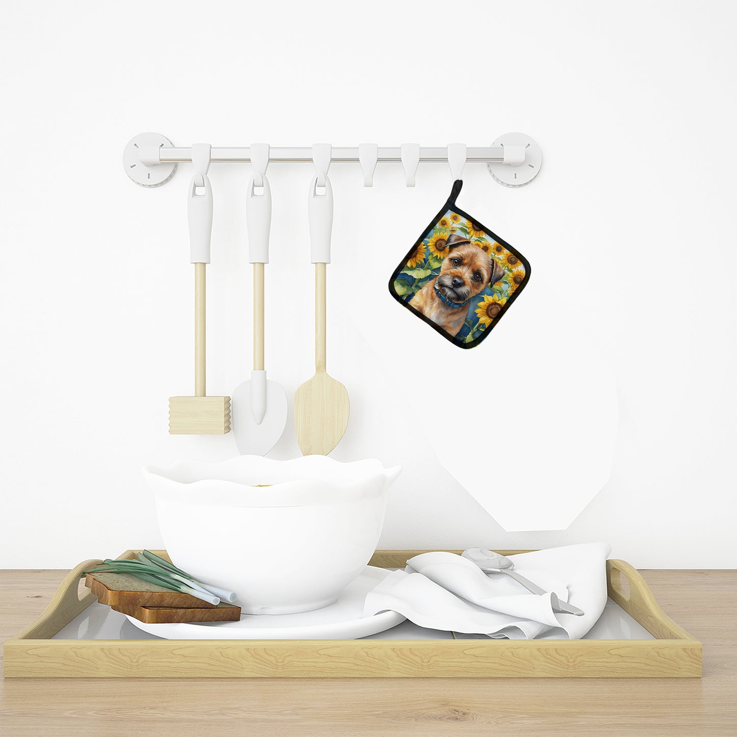 Border Terrier in Sunflowers Pair of Pot Holders