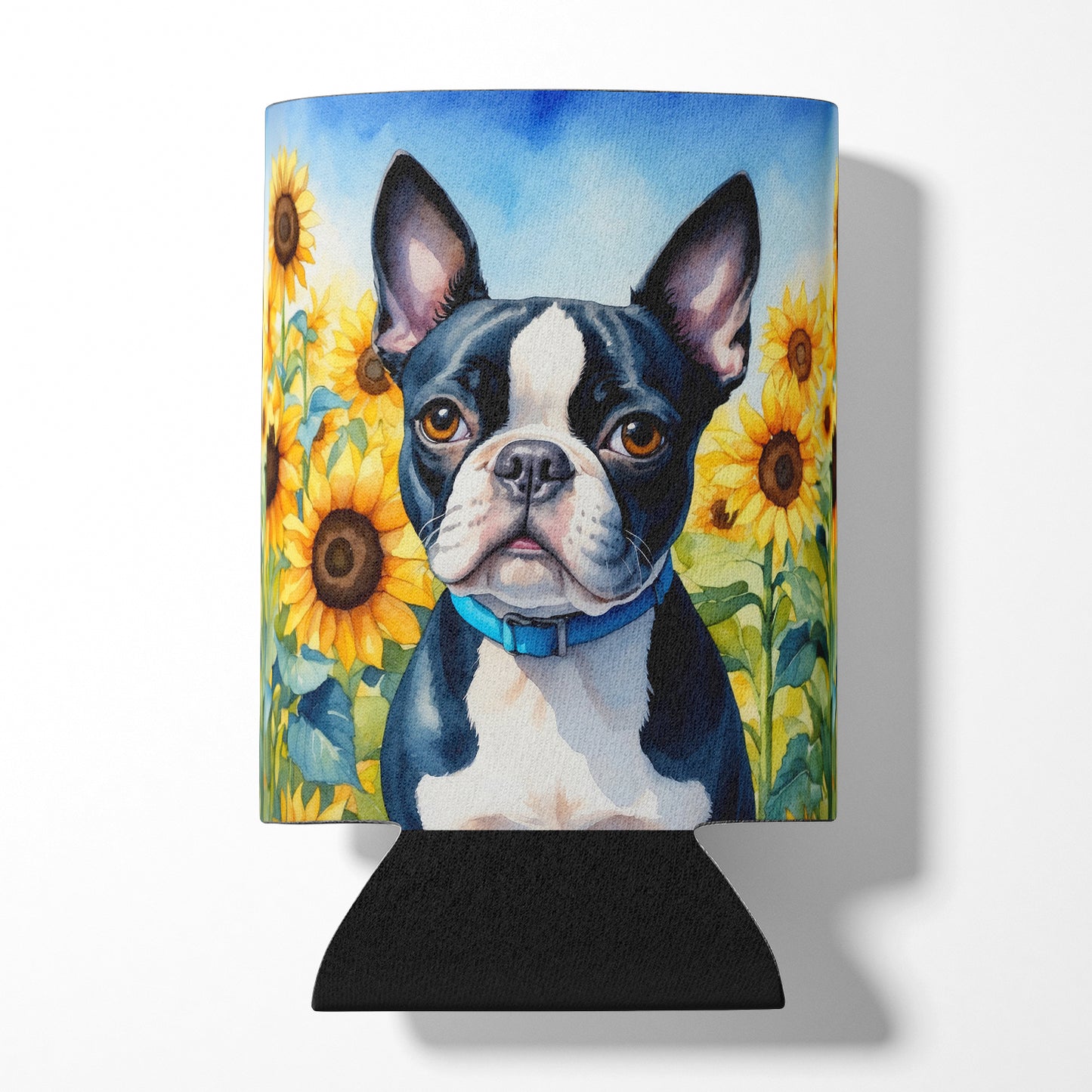 Buy this Boston Terrier in Sunflowers Can or Bottle Hugger