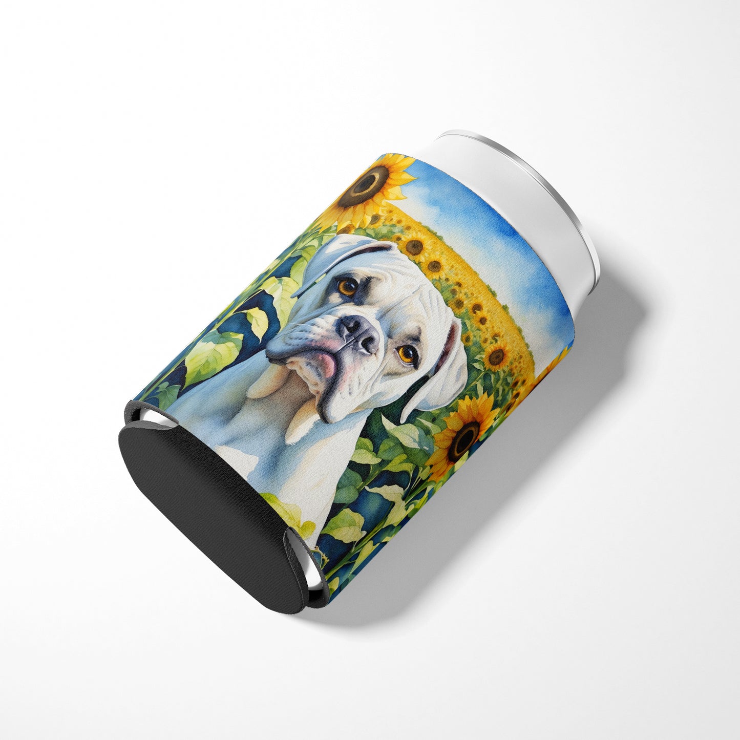 Boxer in Sunflowers Can or Bottle Hugger