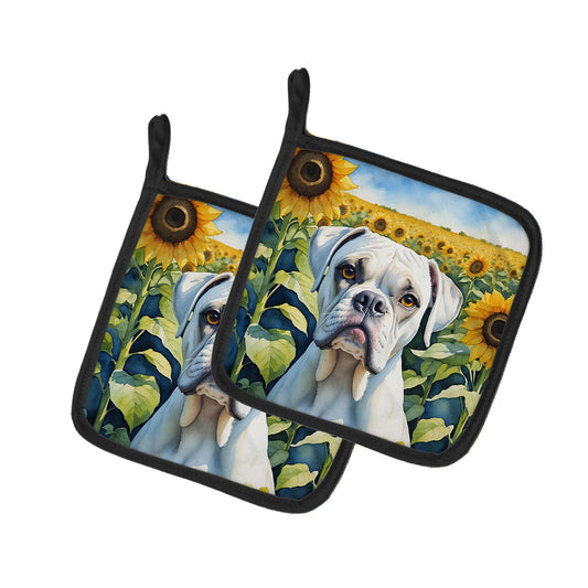 Buy this Boxer in Sunflowers Pair of Pot Holders
