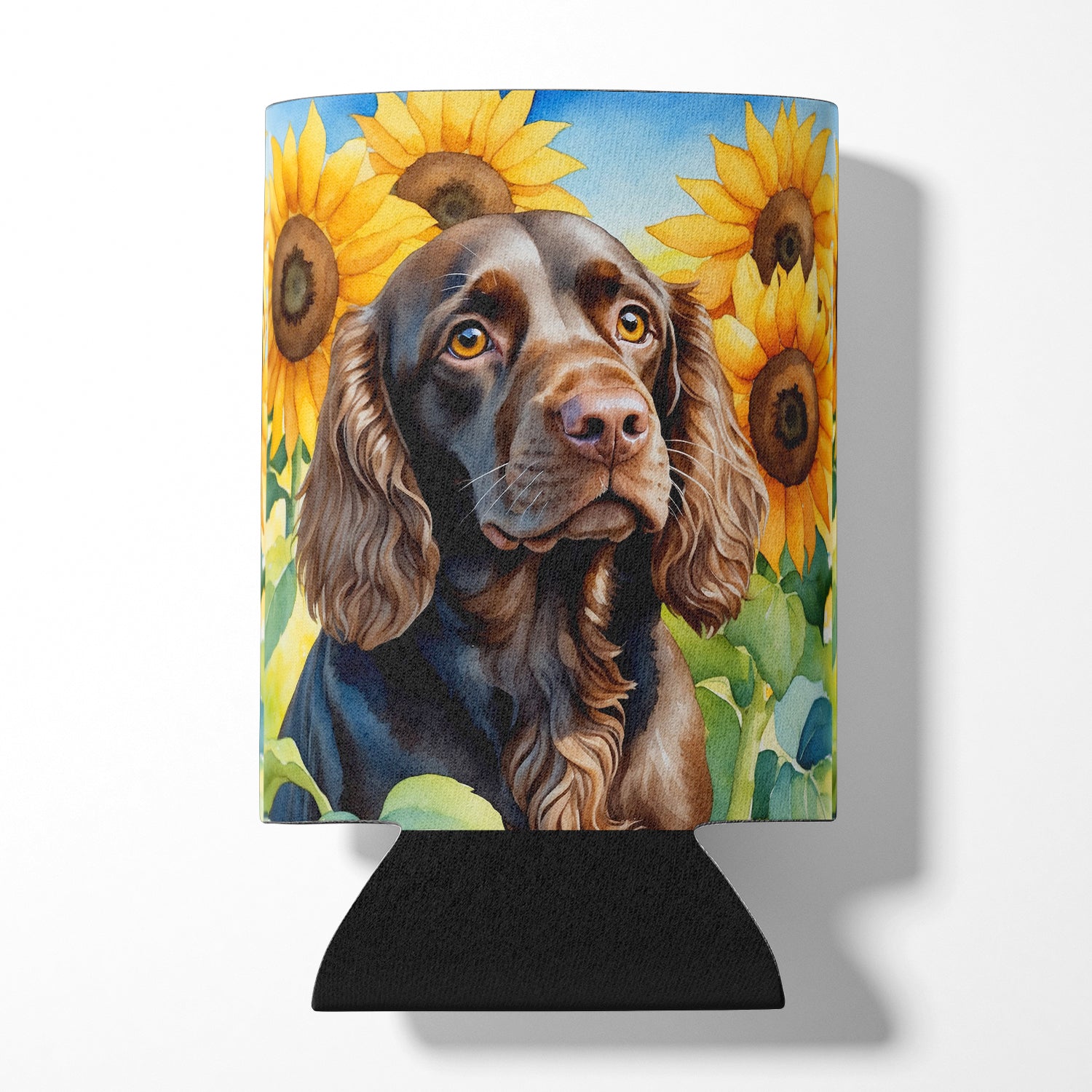 Buy this Boykin Spaniel in Sunflowers Can or Bottle Hugger