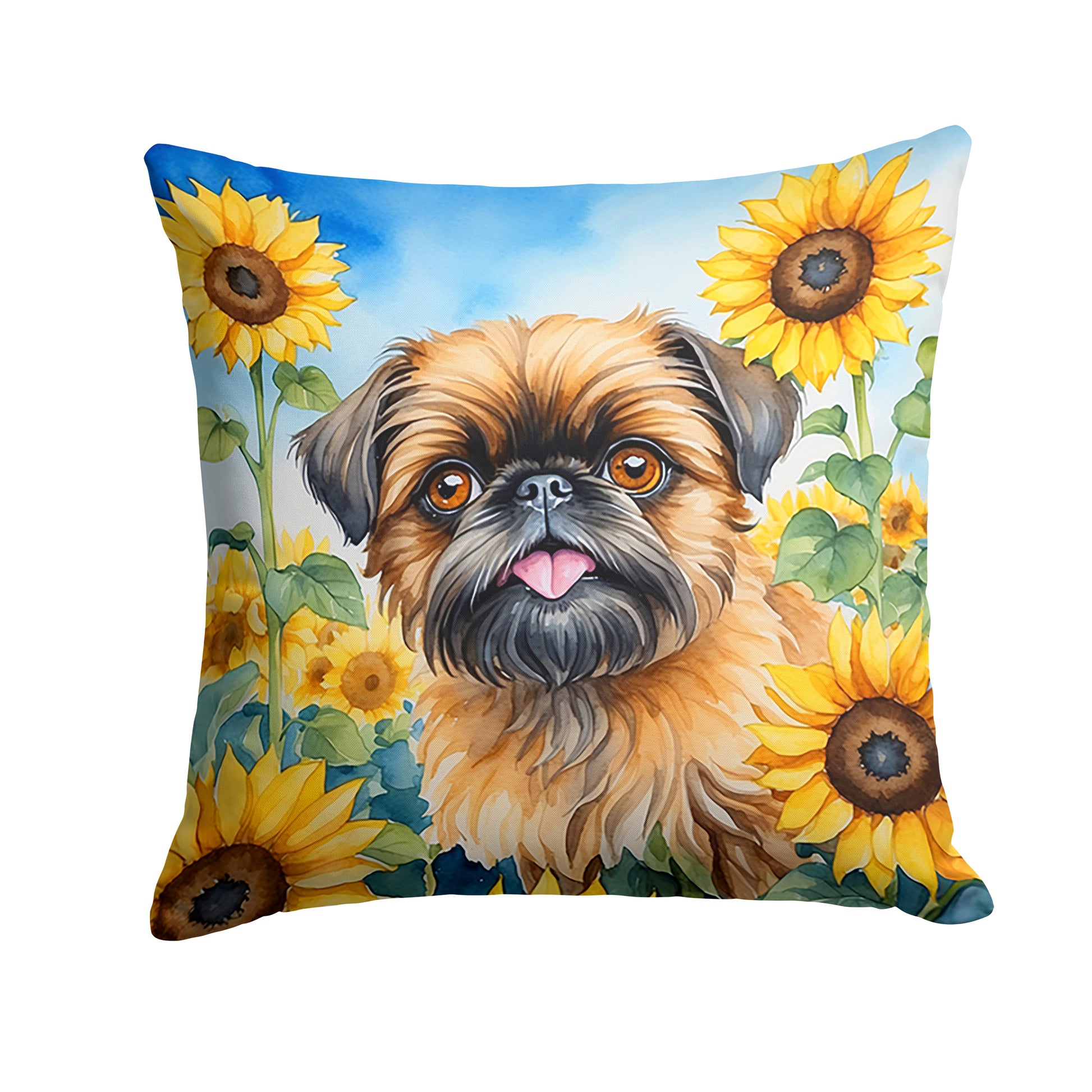 Buy this Brussels Griffon in Sunflowers Throw Pillow