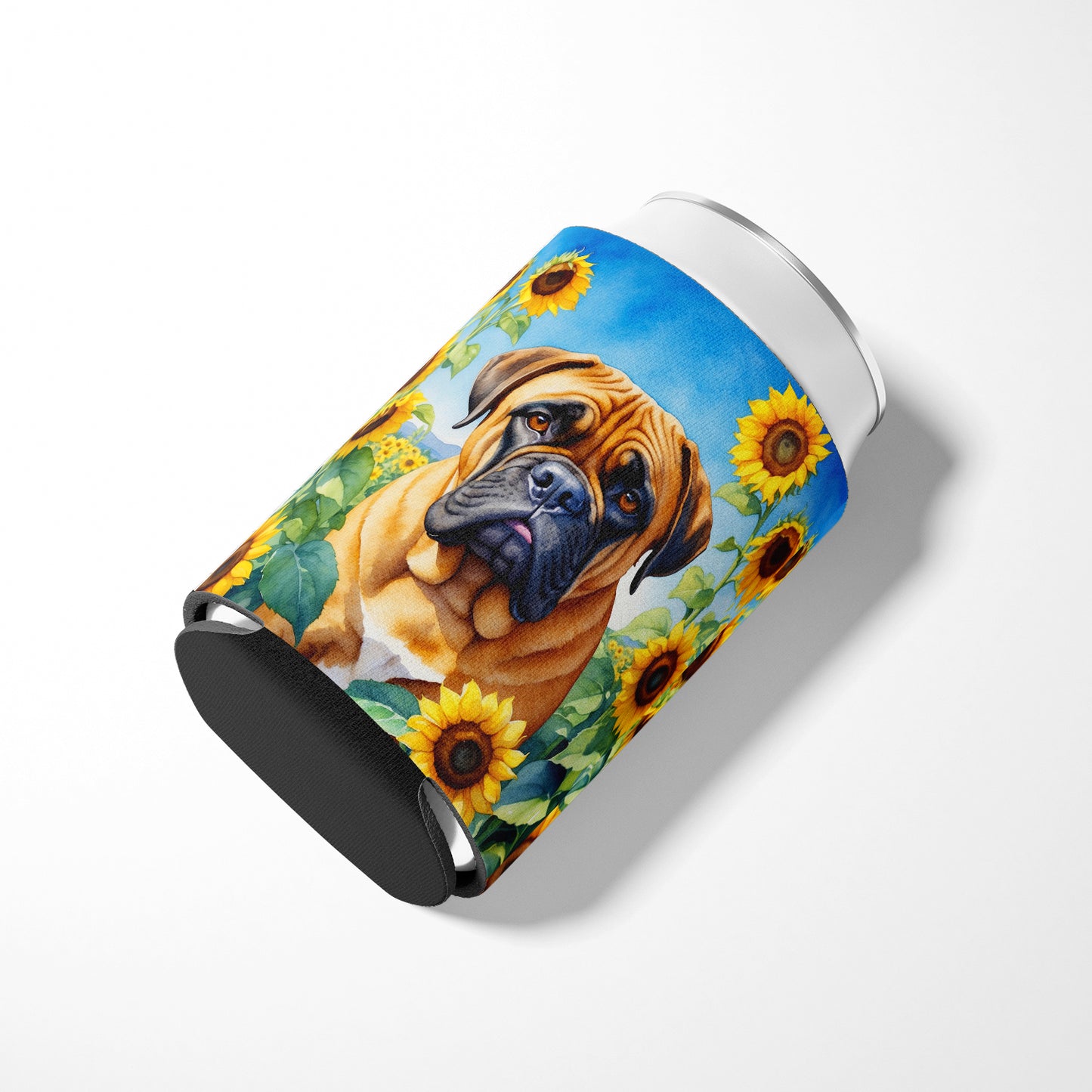 Bullmastiff in Sunflowers Can or Bottle Hugger