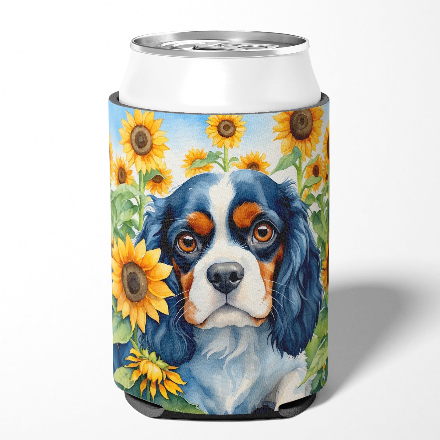 Cavalier Spaniel in Sunflowers Can or Bottle Hugger