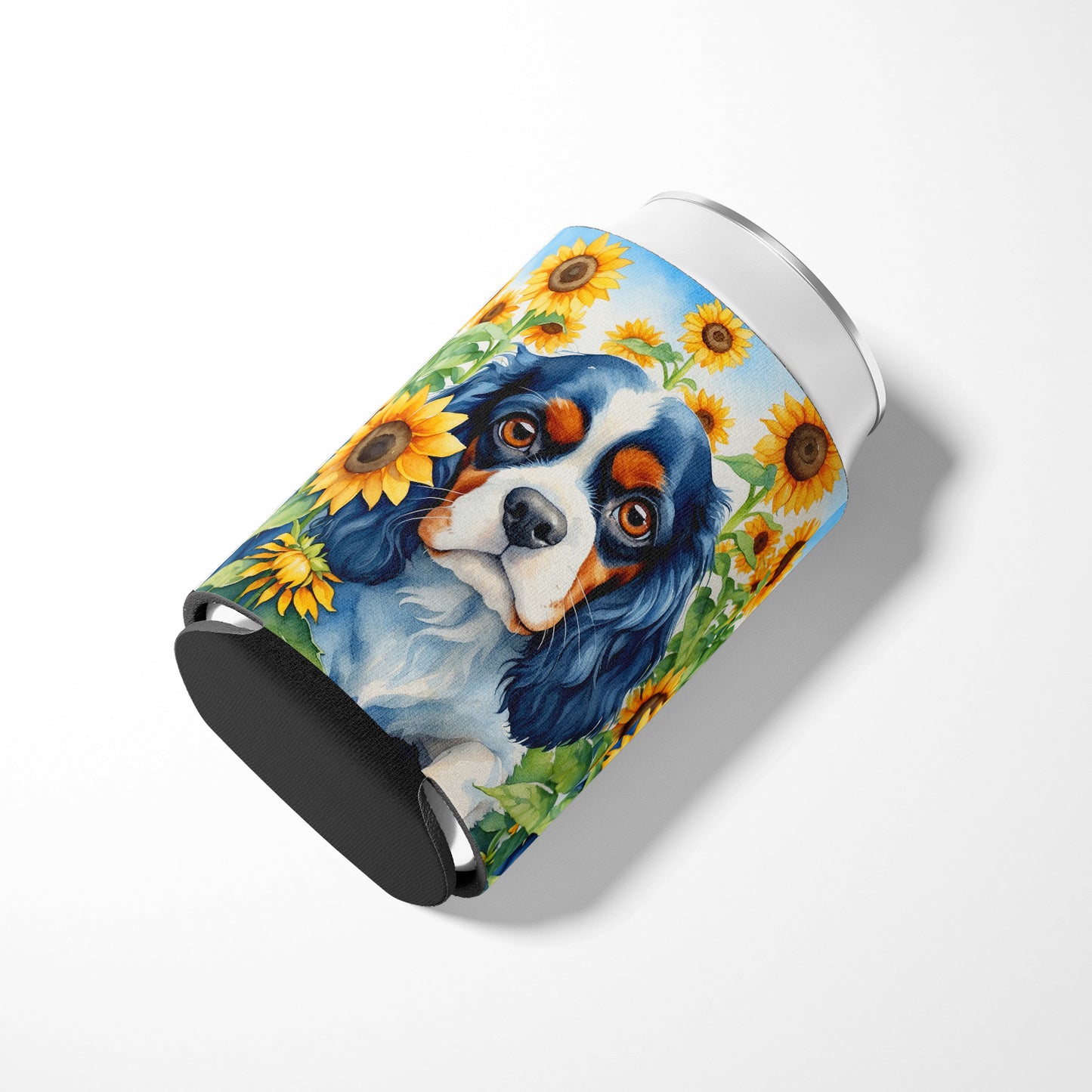Cavalier Spaniel in Sunflowers Can or Bottle Hugger