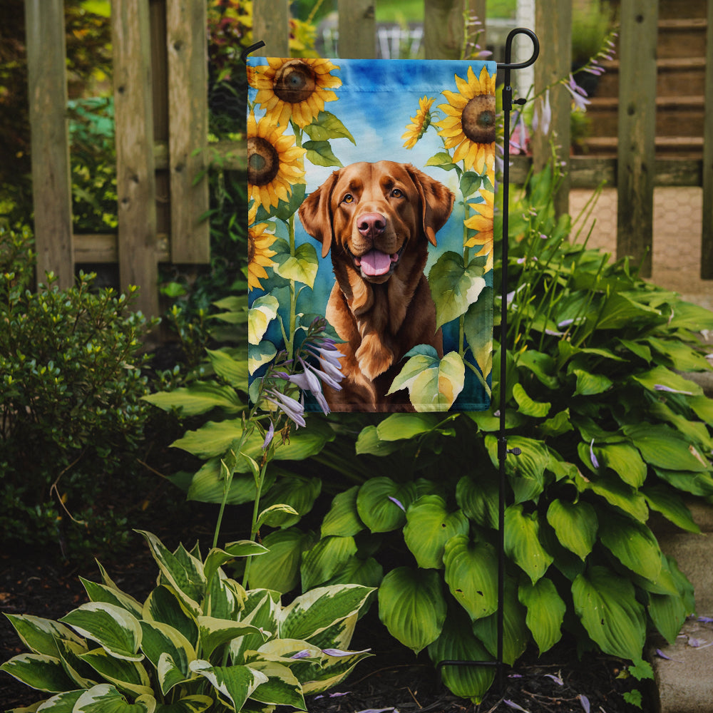 Chesapeake Bay Retriever in Sunflowers Garden Flag