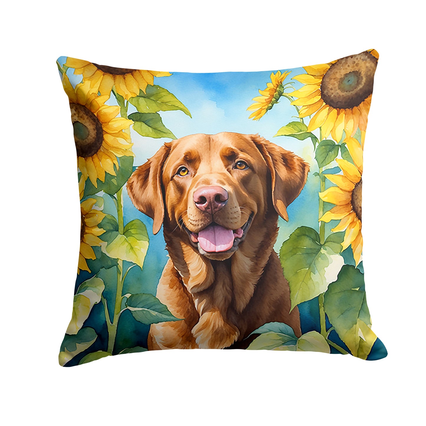 Buy this Chesapeake Bay Retriever in Sunflowers Throw Pillow