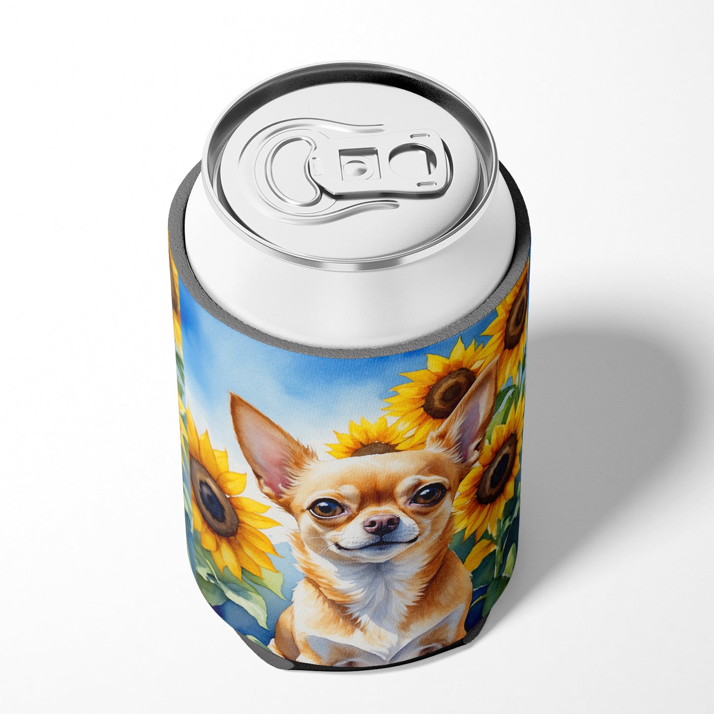 Chihuahua in Sunflowers Can or Bottle Hugger