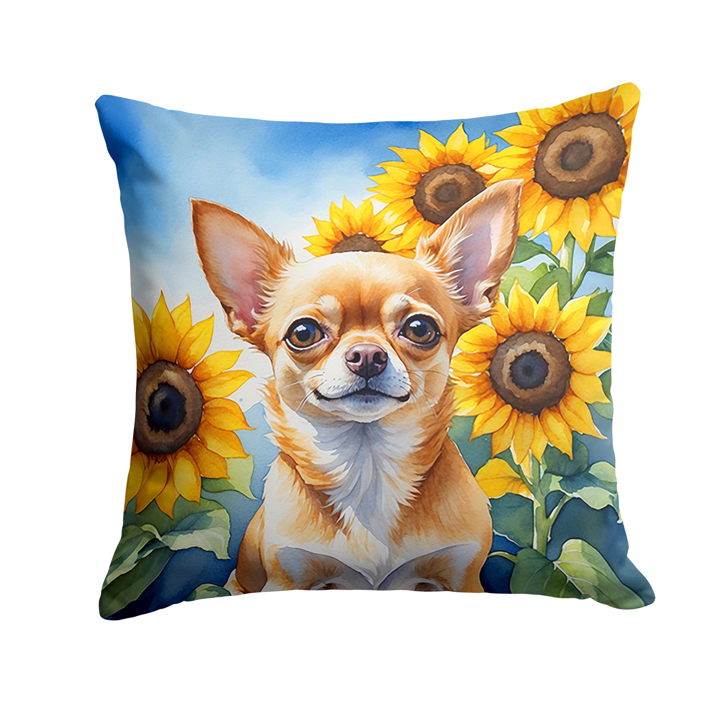 Buy this Chihuahua in Sunflowers Throw Pillow