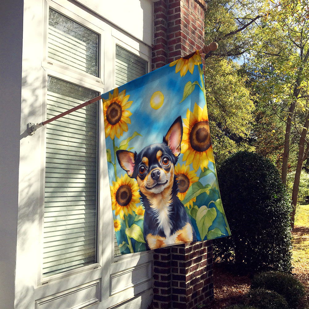 Chihuahua in Sunflowers House Flag