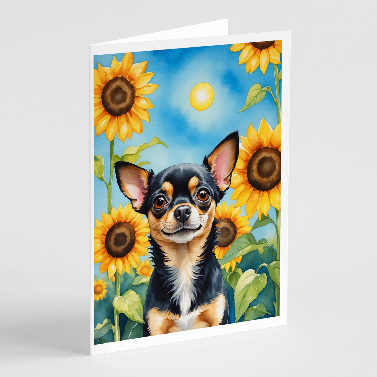 Buy this Chihuahua in Sunflowers Greeting Cards Pack of 8
