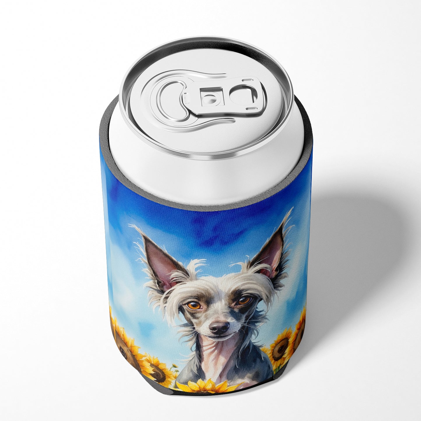 Chinese Crested in Sunflowers Can or Bottle Hugger