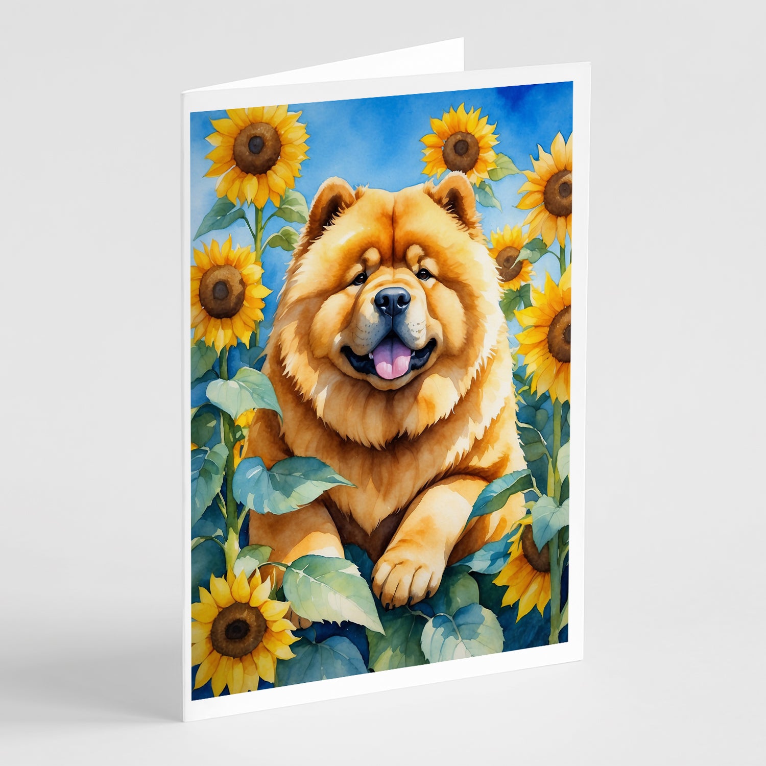 Buy this Chow Chow in Sunflowers Greeting Cards Pack of 8