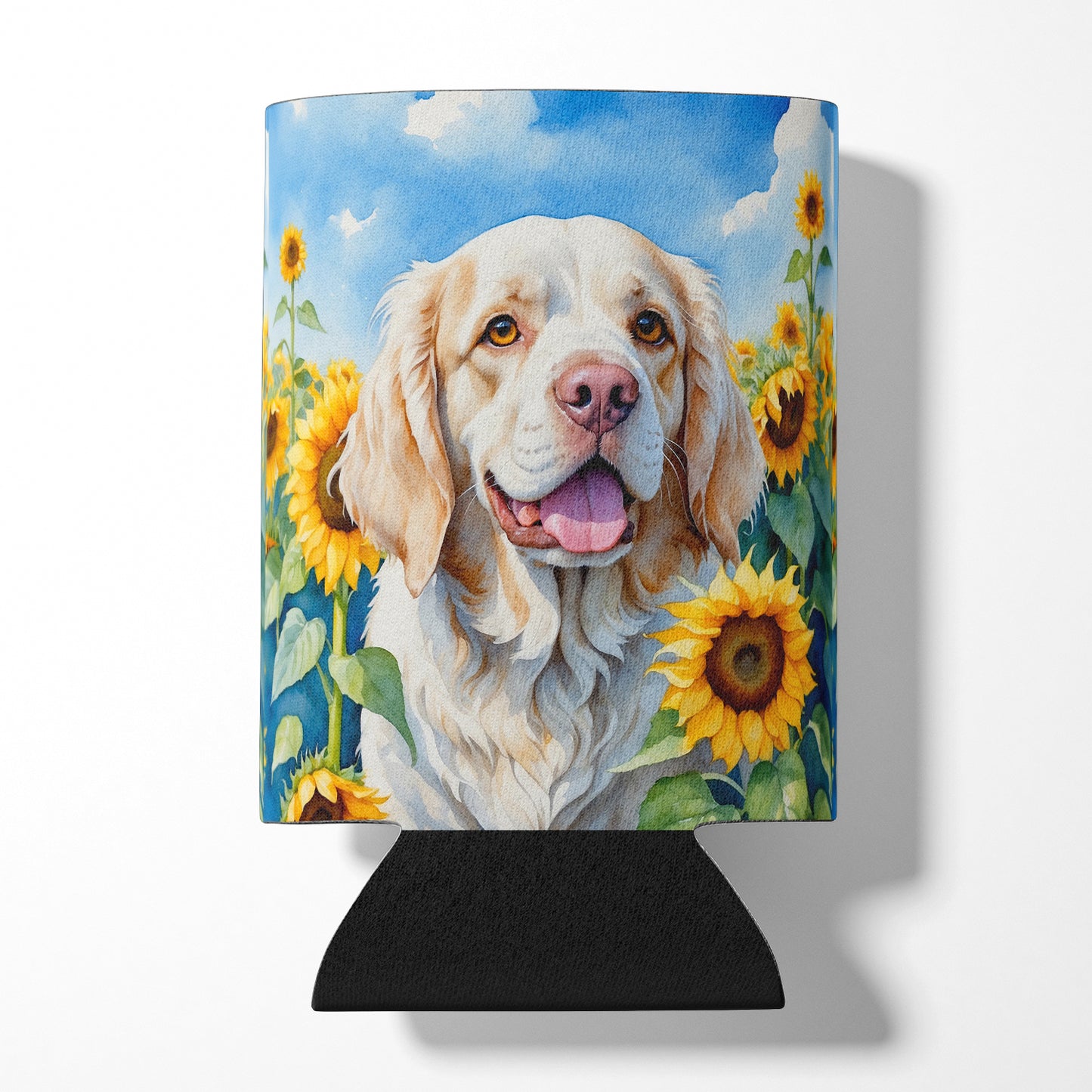 Buy this Clumber Spaniel in Sunflowers Can or Bottle Hugger